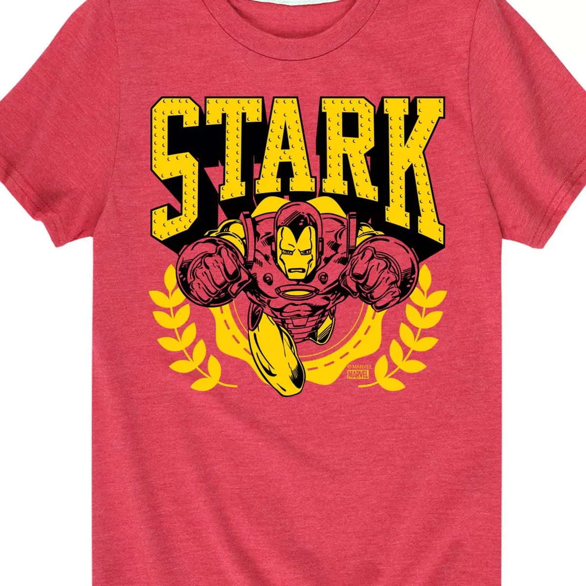 Детское футболка с принтом Marvel Iron Man Stark Collegiate Short Sleeve Graphic T-Shirt, Heather Red — фото 2