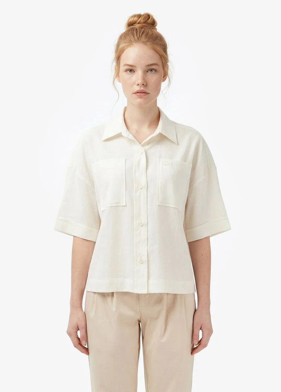 Блуза Lacoste Relaxed Fit Truvakar, кремовая