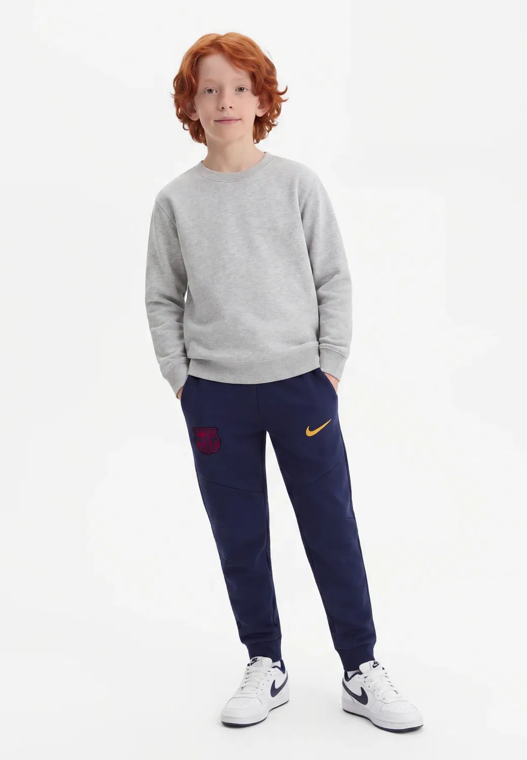 Брюки унисекс для ФК Барселона (FCB) - спортивные штаны Nike Performance, Blackened Blue/Mineral Yellow