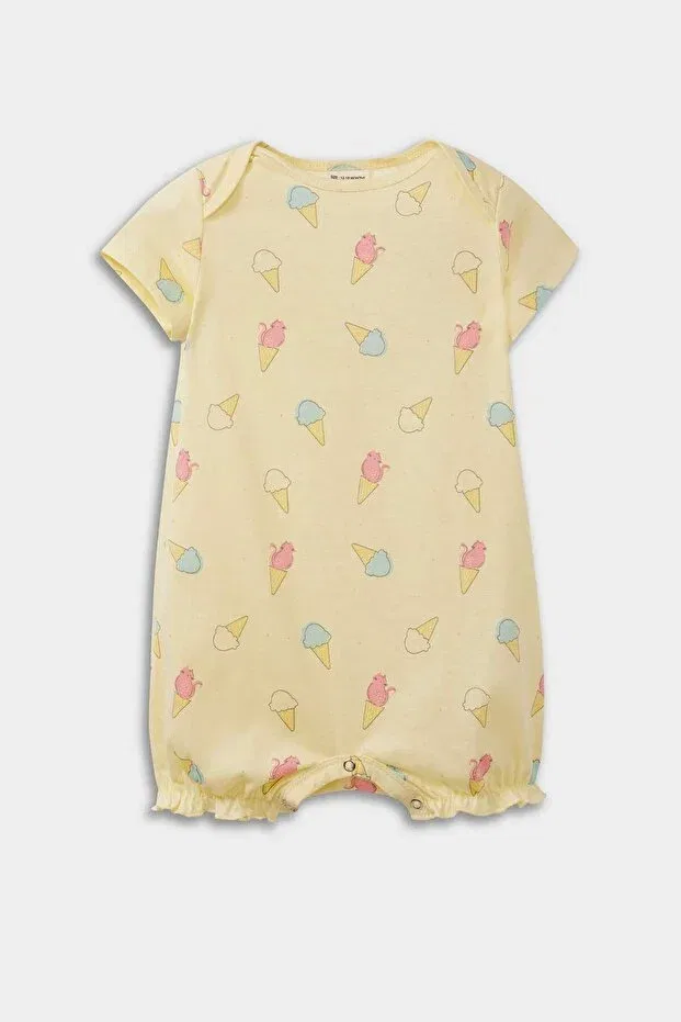 Детское боди-комбинезон для девочек с принтом Ice cream pattern Defacto, Yellow Yl450