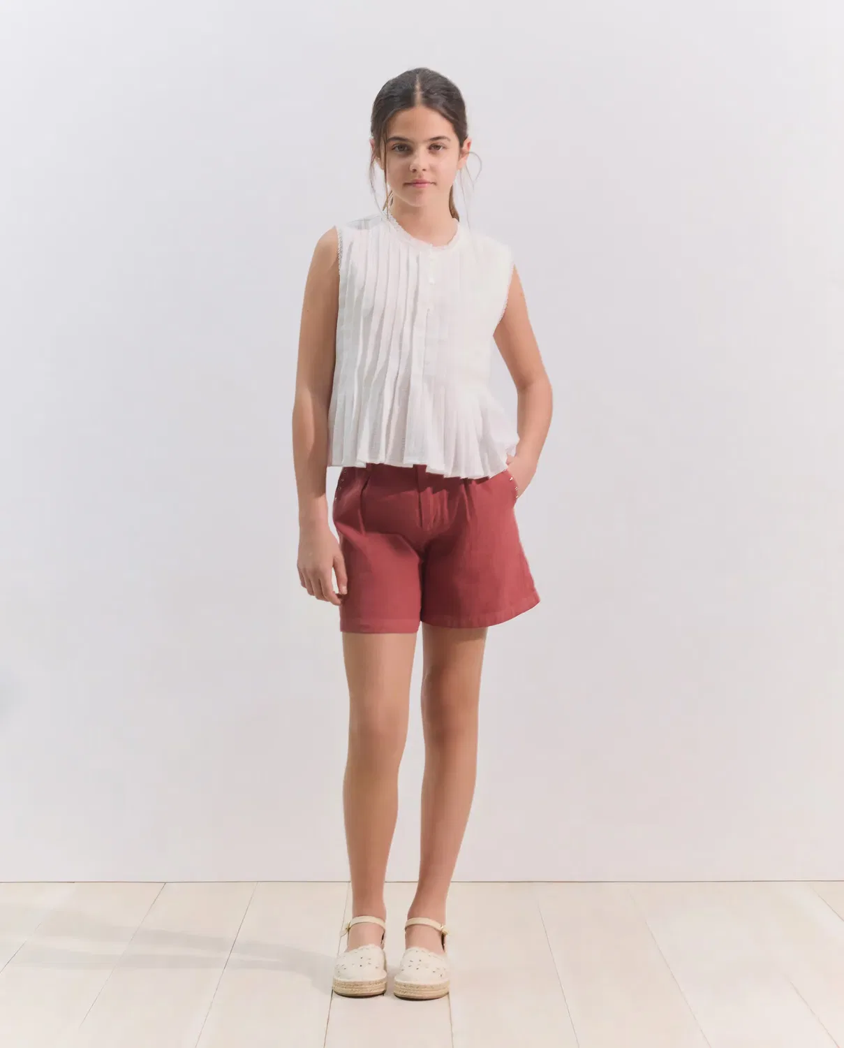 Детские шорты для девочек льняные с ремнем Garment Dyed Coconut El Corte Inglés, 770 Terracota