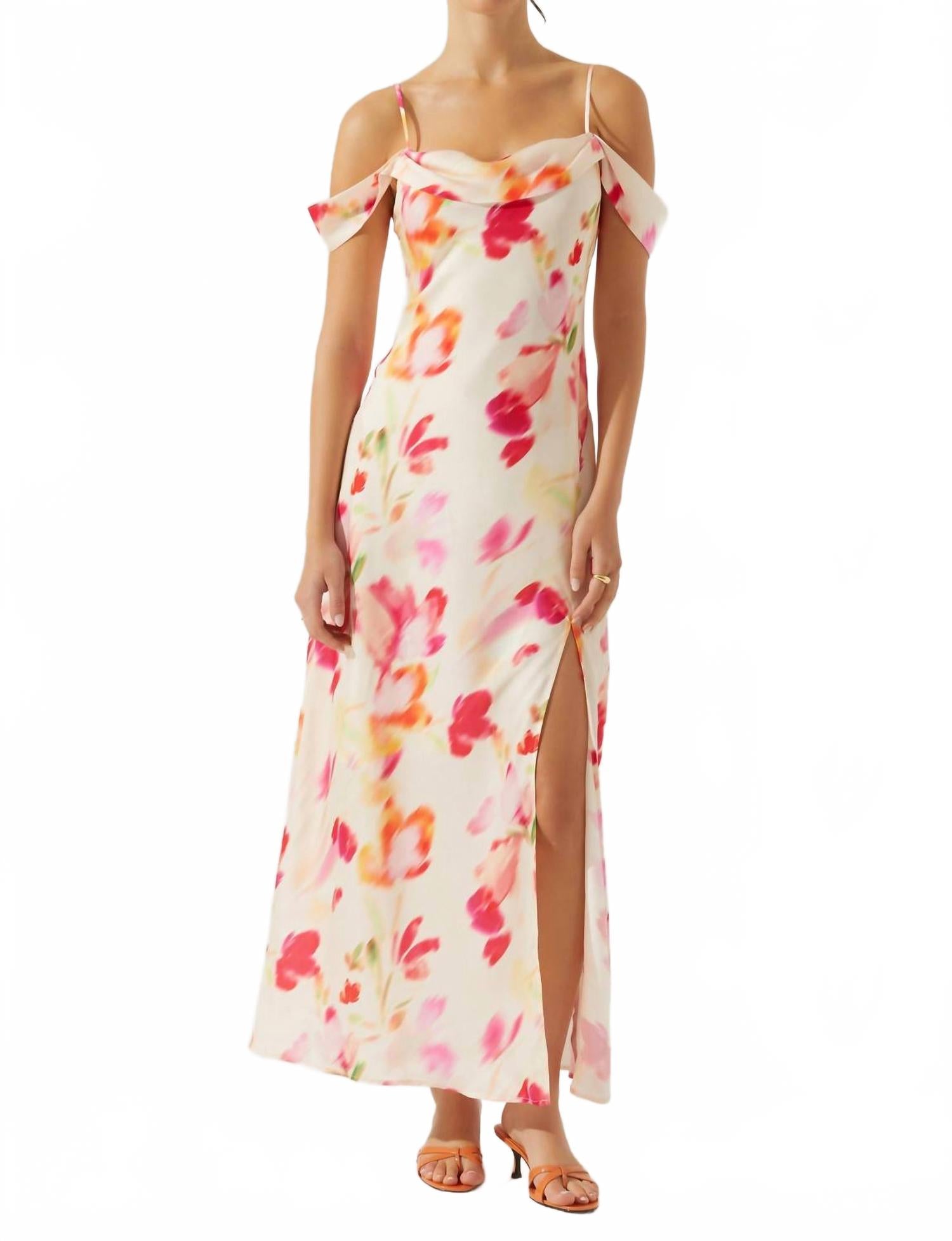 

Китура Макси Платье в розовом акварельном стиле ASTR