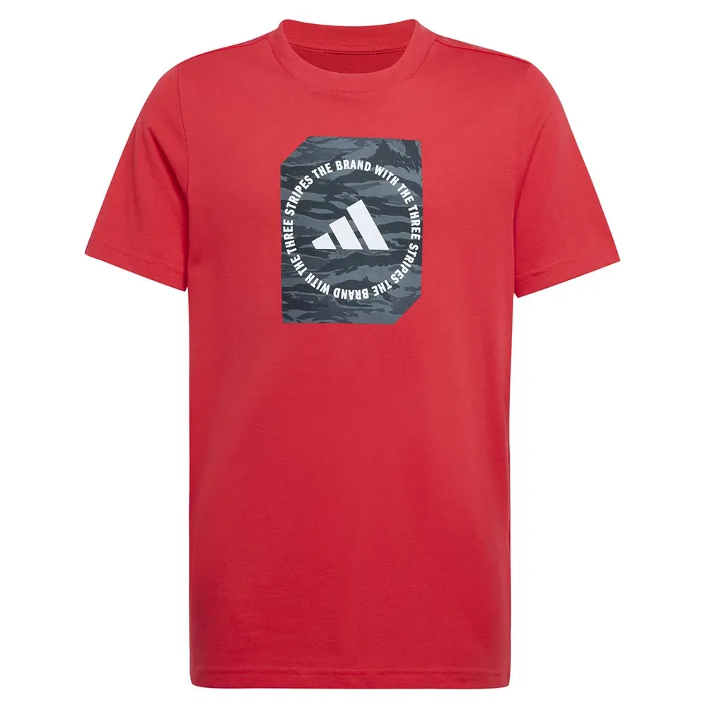 Футболка с камуфляжным принтом Adidas, красный — фото 3