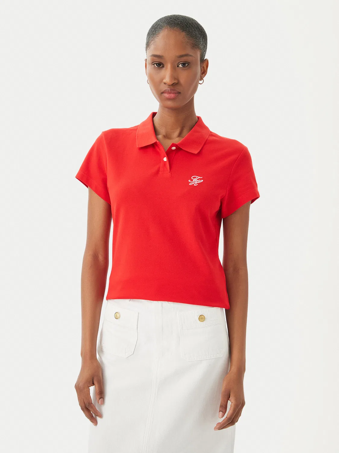 Женское поло приталенного кроя Logo Tommy Hilfiger, красный