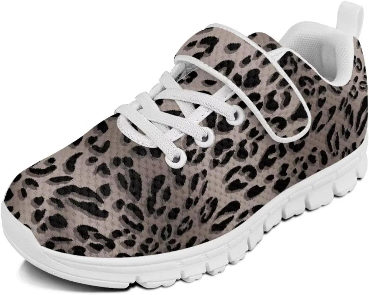 Детские кроссовки с принтом коровы Howilath, Grey Leopard Print
