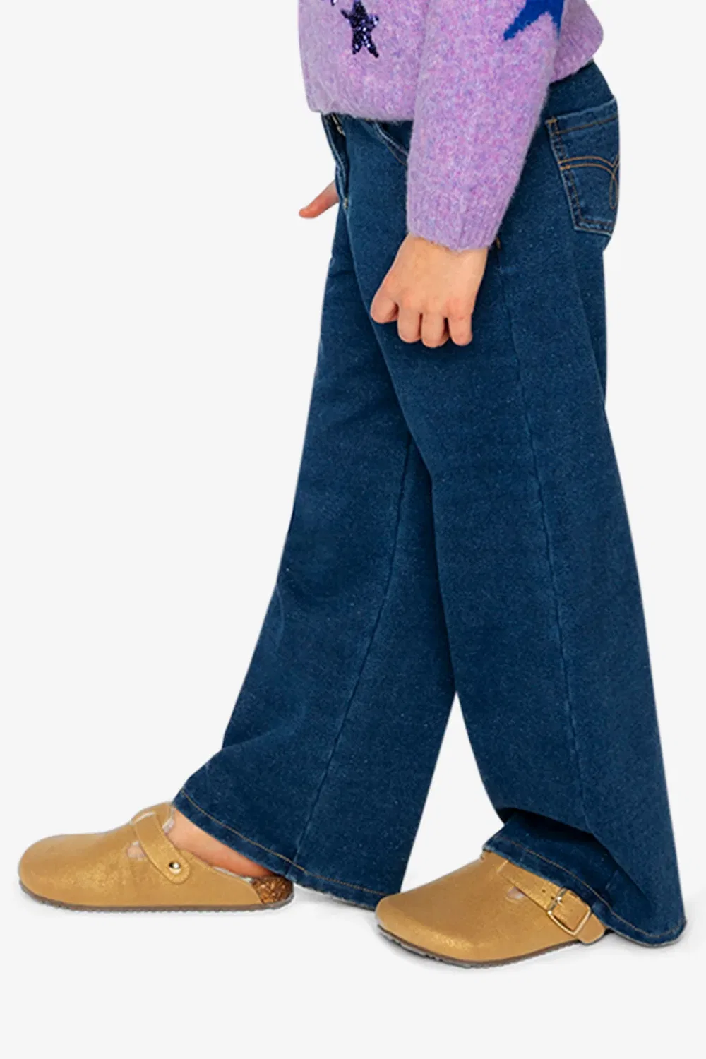Детские леггинсы-джинсы с блеском и широкими штанинами Deux par Deux, Navy Blue Denim — фото 3