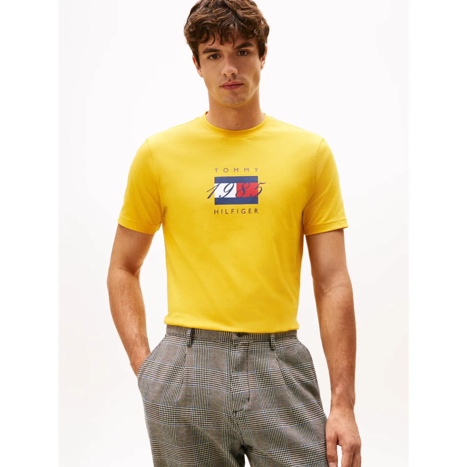 Мужская хлопковая футболка с круглым вырезом Tommy Hilfiger, Yellow