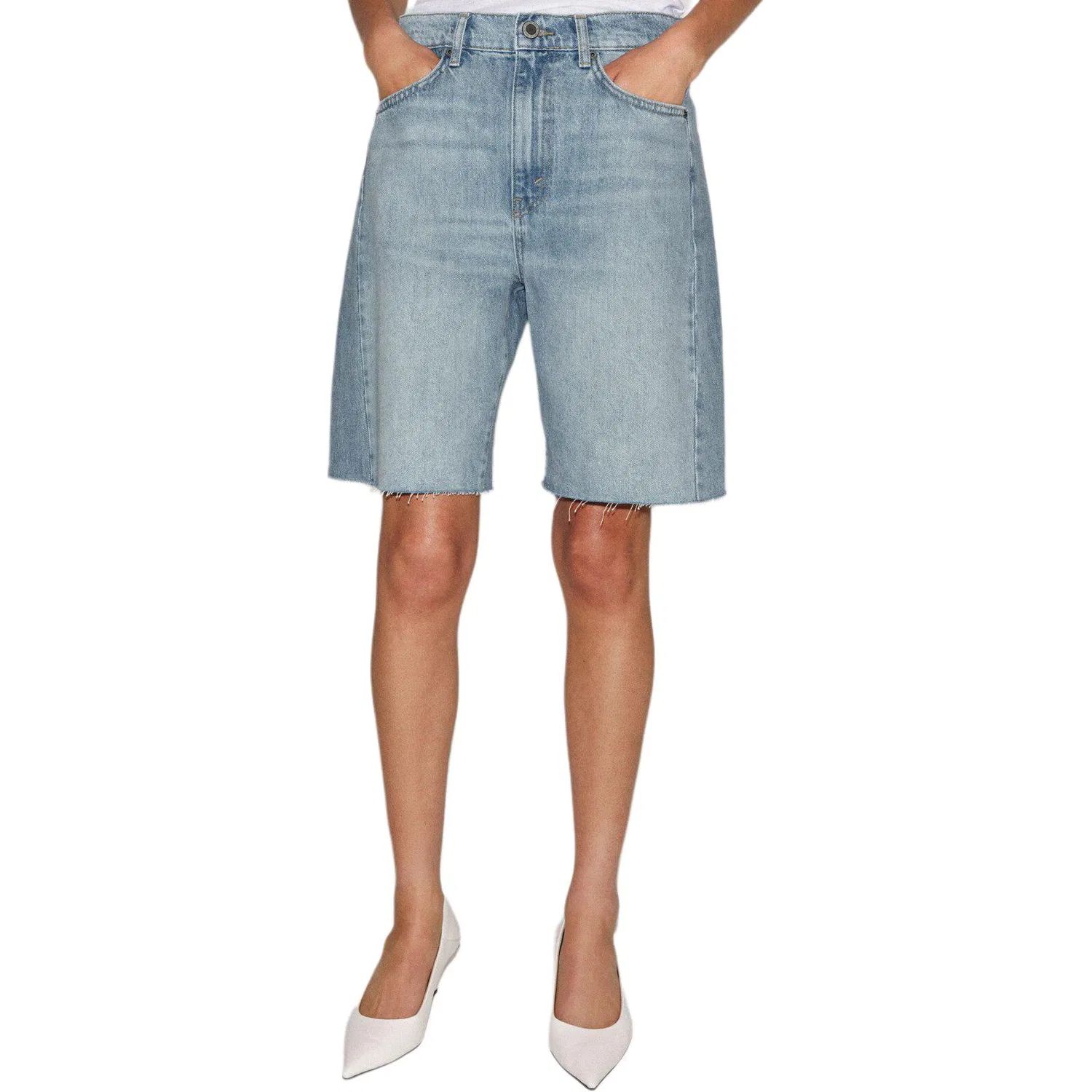 Женские брюки повседневные прямого кроя Light Blue ZARA, Голубой — фото 4