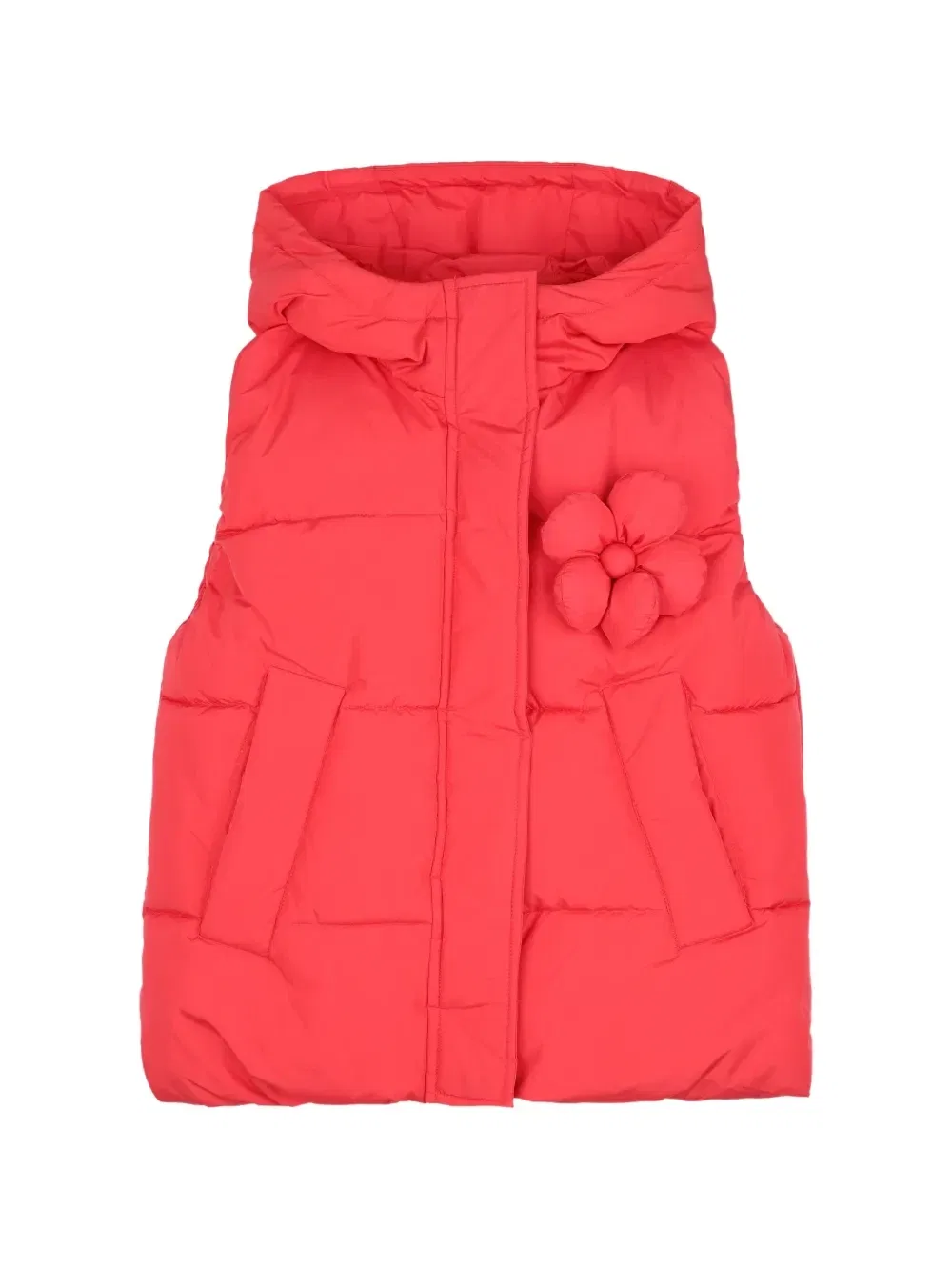 Дутый жилет с цветочной аппликацией Marc Jacobs Kids, красный