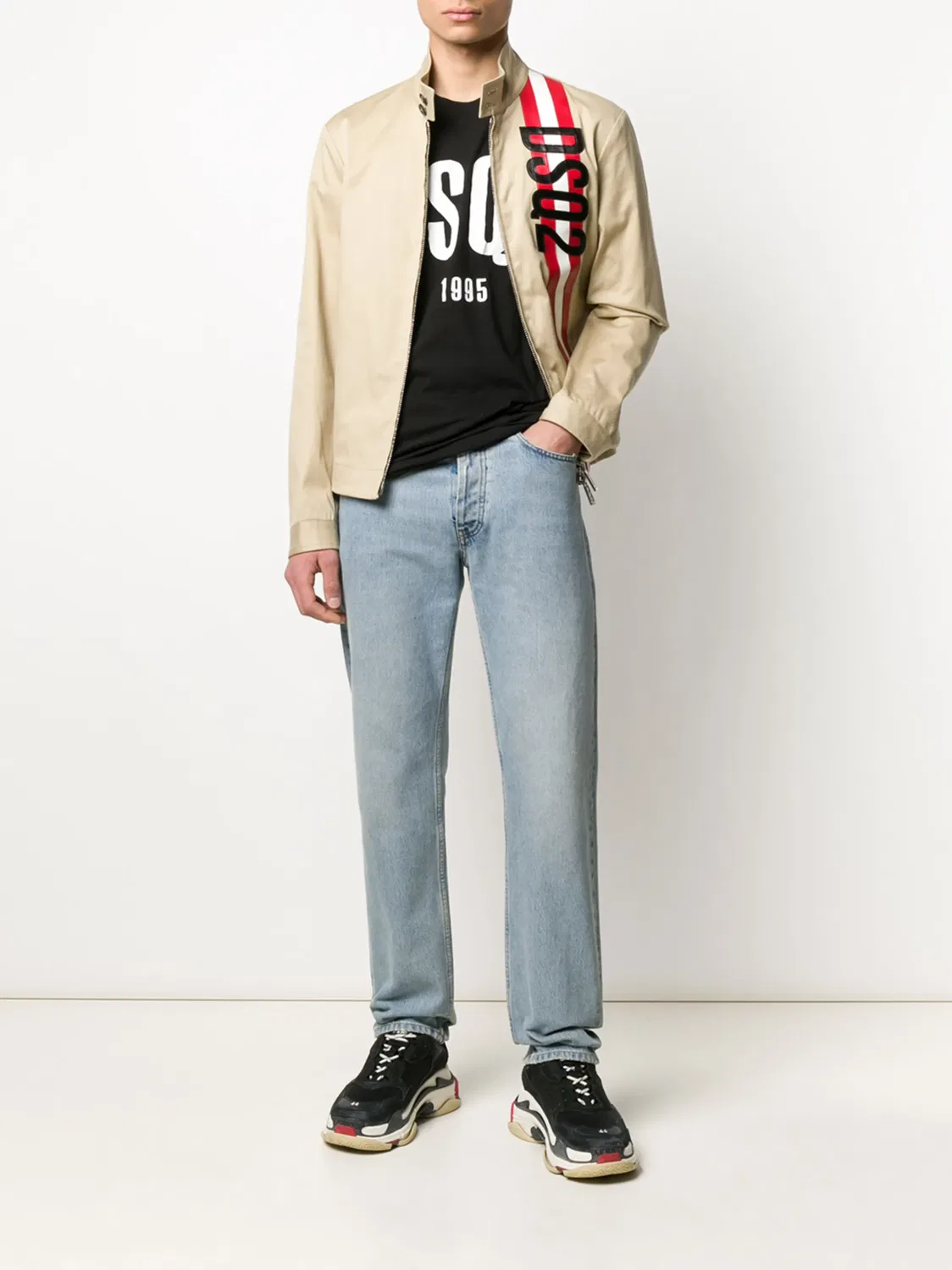 Куртка на молнии с логотипом Dsquared2, нейтральные цвета — фото 2