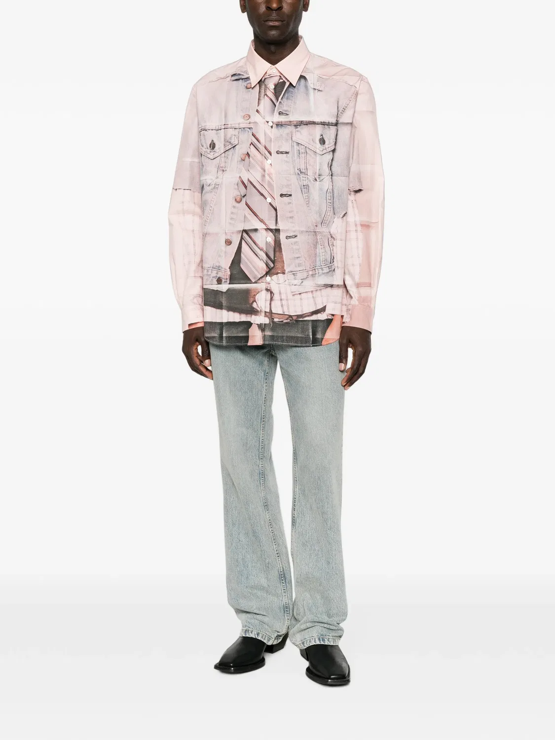 Рубашка с эффектом тромплей Acne Studios, розовый — фото 2
