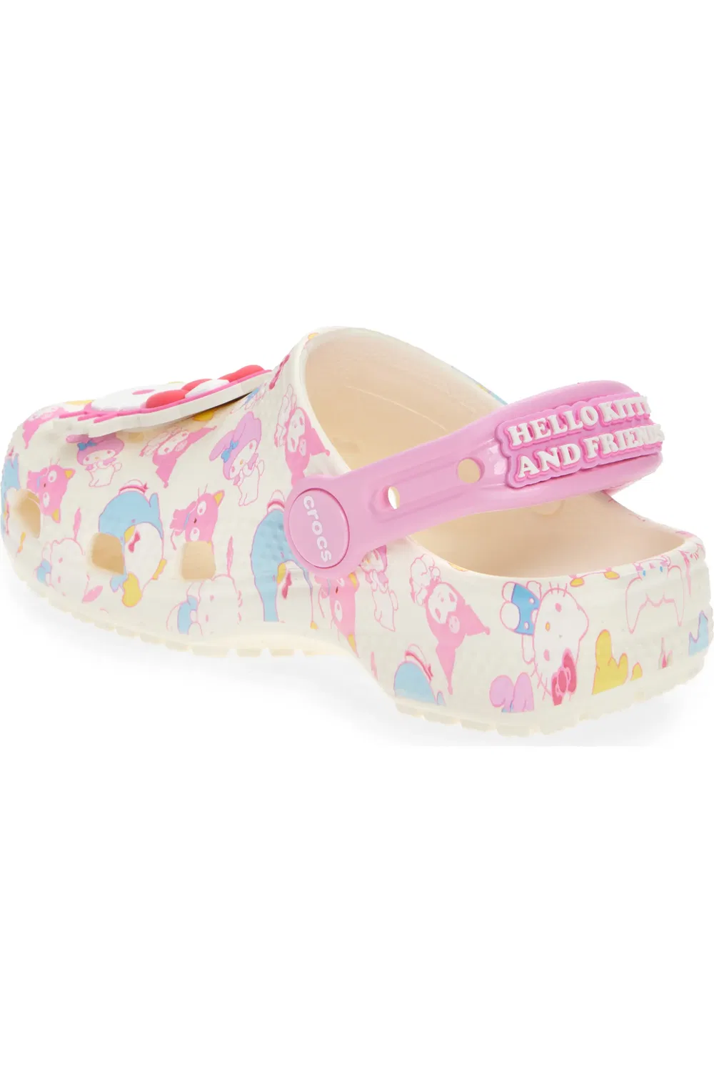 Детские клоги водонепроницаемые Classic Clog Crocs x Hello Kitty, Ivory/Pink Multi — фото 2