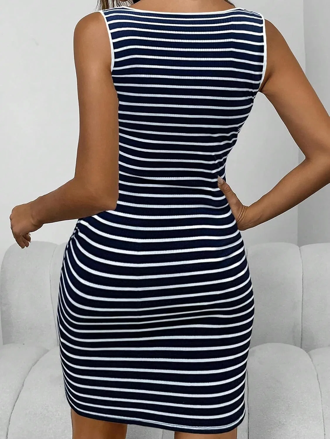 Женское повседневное платье с принтом Tank Dress, Navy Blue — фото 3