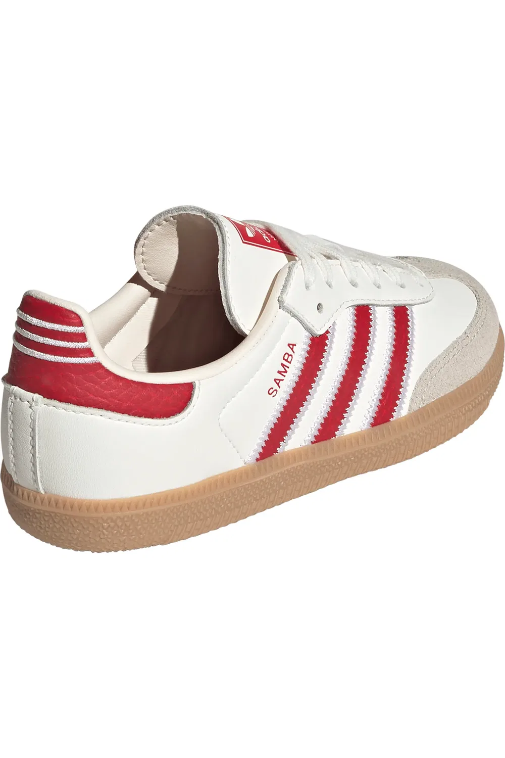 Детские кроссовки футбольные Samba adidas, Off White/Scarlet/Gum — фото 3