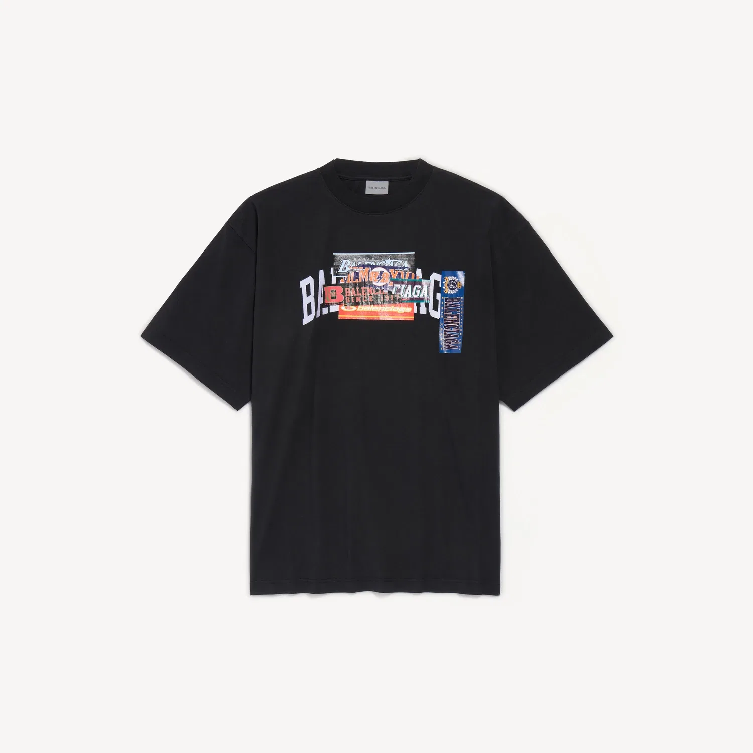 Мужская футболка Balenciaga Bumper Stickers Medium Fit черного цвета
