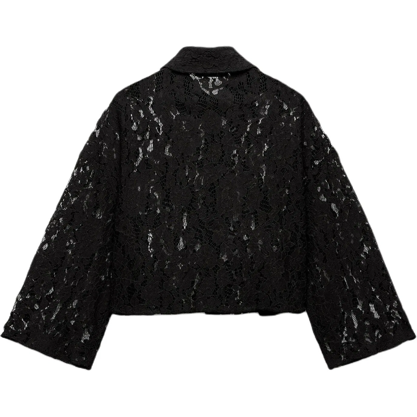 Женская блузка с отложным острым воротником Black ZARA, Черный — фото 3
