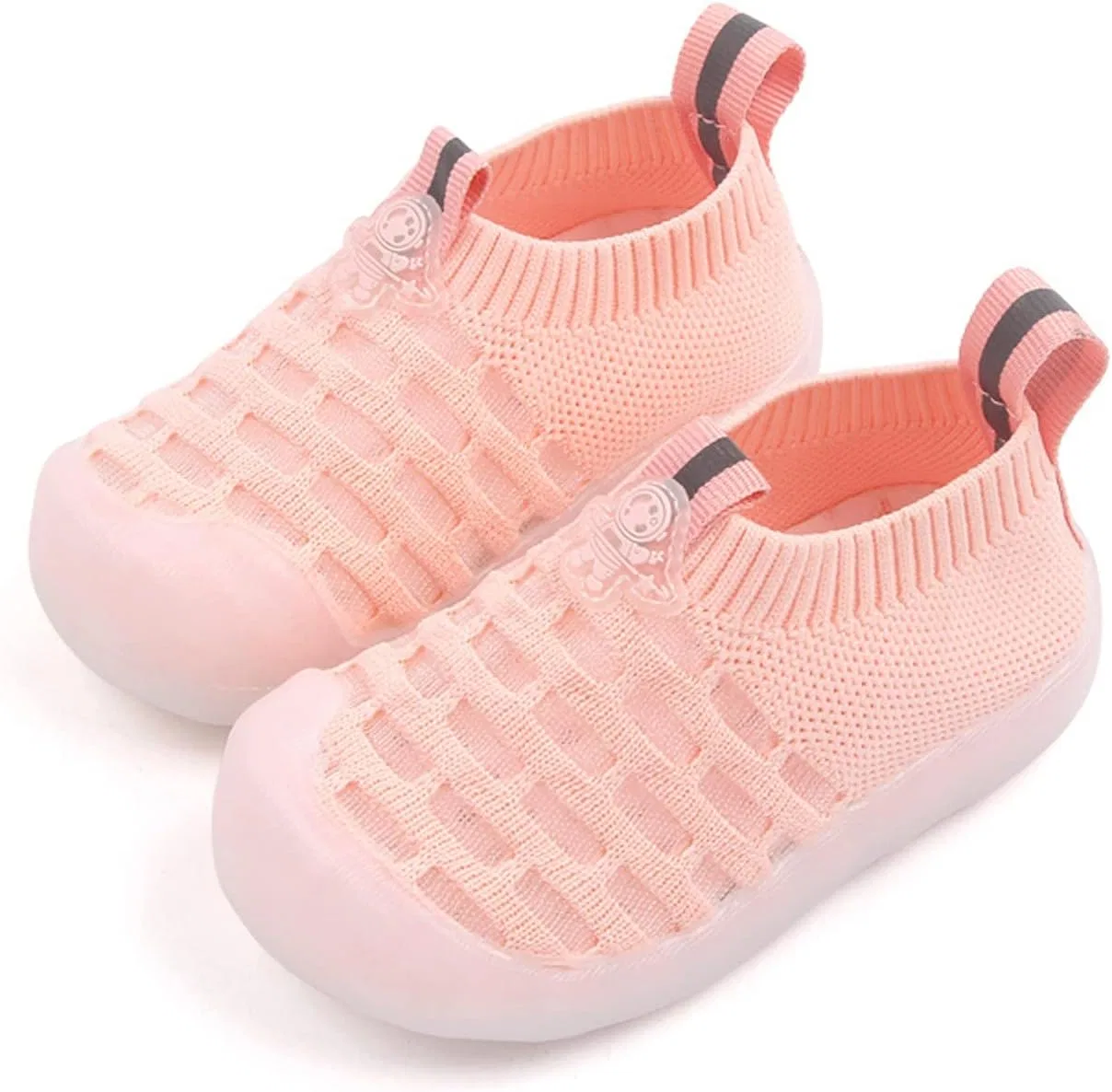 Детские кроссовки для девочек с помпонами из сетки, Pink — фото 2