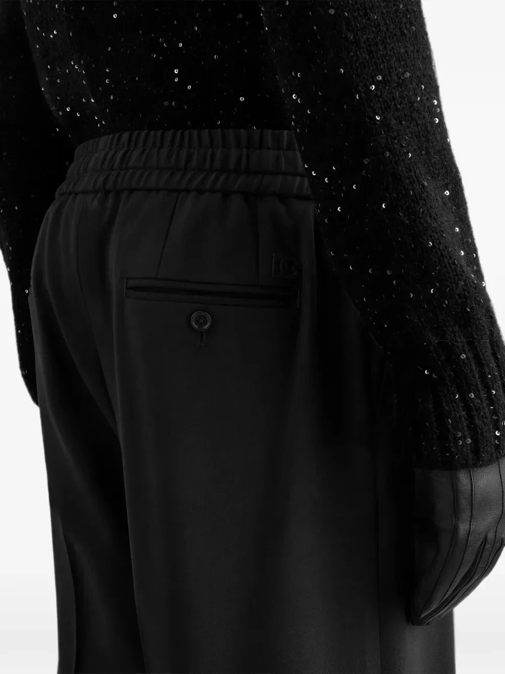 Шерстяные спортивные брюки из габардина Dolce & Gabbana, черный — фото 4