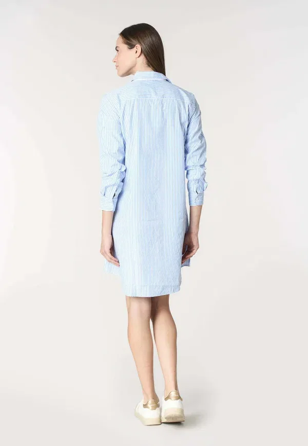 Платье-рубашка из полосатой ткани, модель A maniche lunghe in a righe - shirt dress, U.S. Polo Assn., бирюзовый — фото 3