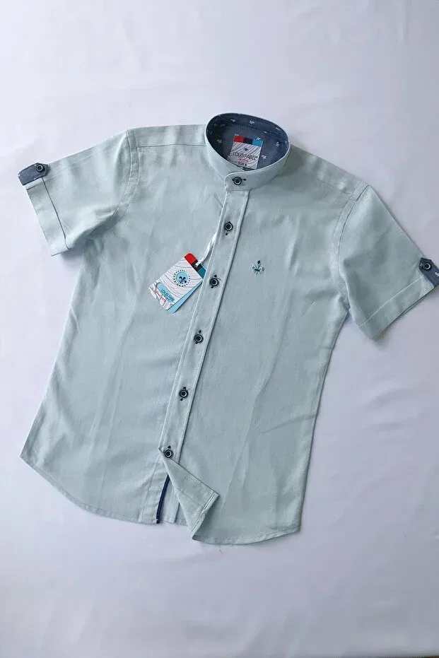 Детская рубашка для мальчиков с вышивкой Louis Kids, Mint Green