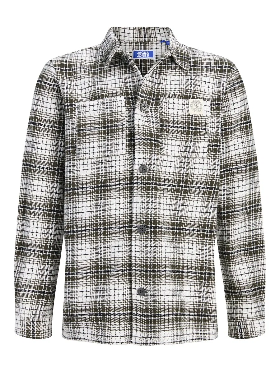 Детская рубашка Jack & Jones Junior стандартного кроя на пуговицах, зеленая с белыми пуговицами