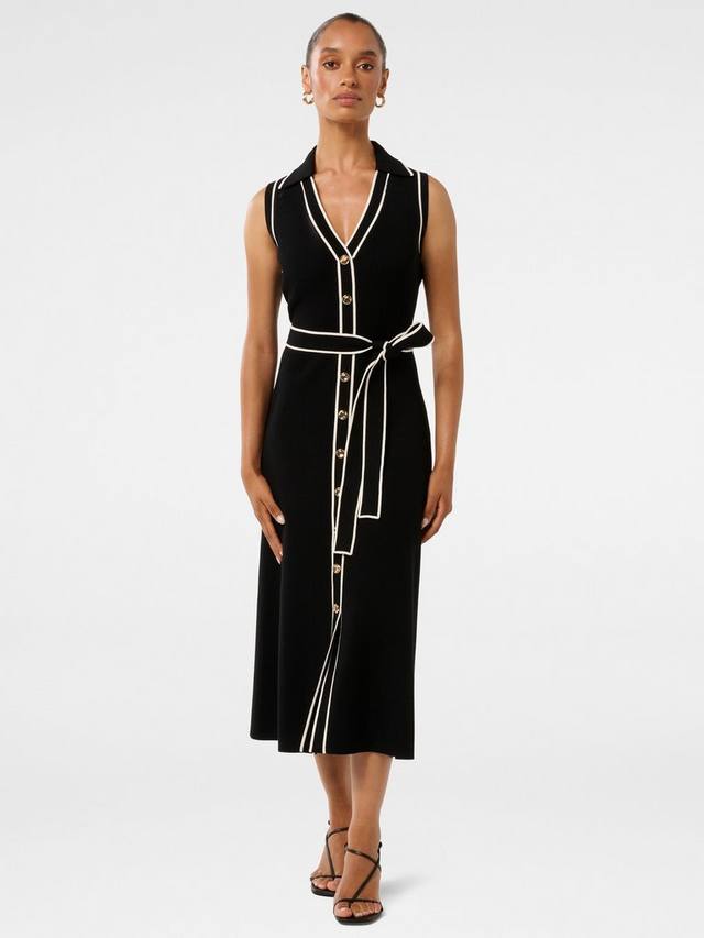 

Миниатюрное трикотажное платье миди от аделины Forever New, цвет Black/Porcelain