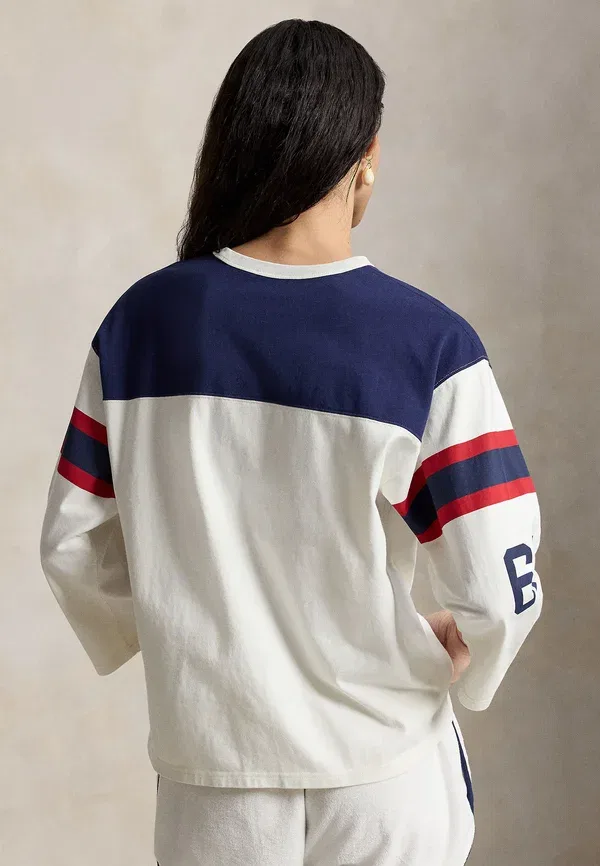 Футболка хлопковая Polo bear cotton jersey tee, Polo Ralph Lauren, Warm White, Newport Navy, белый/темно-синий — фото 3