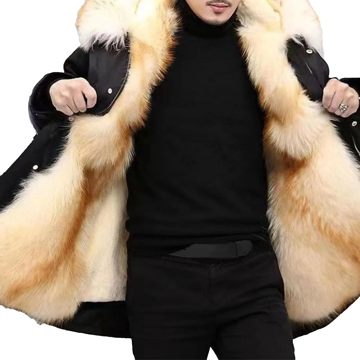 Мужское зимнее пальто из искусственного меха, модель Winter Faux Fur Coats, жёлтый