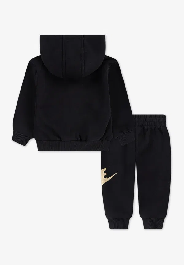 Спортивный костюм из футера с принтом Nike Sportswear black, metallic gold, черный/золотой — фото 2