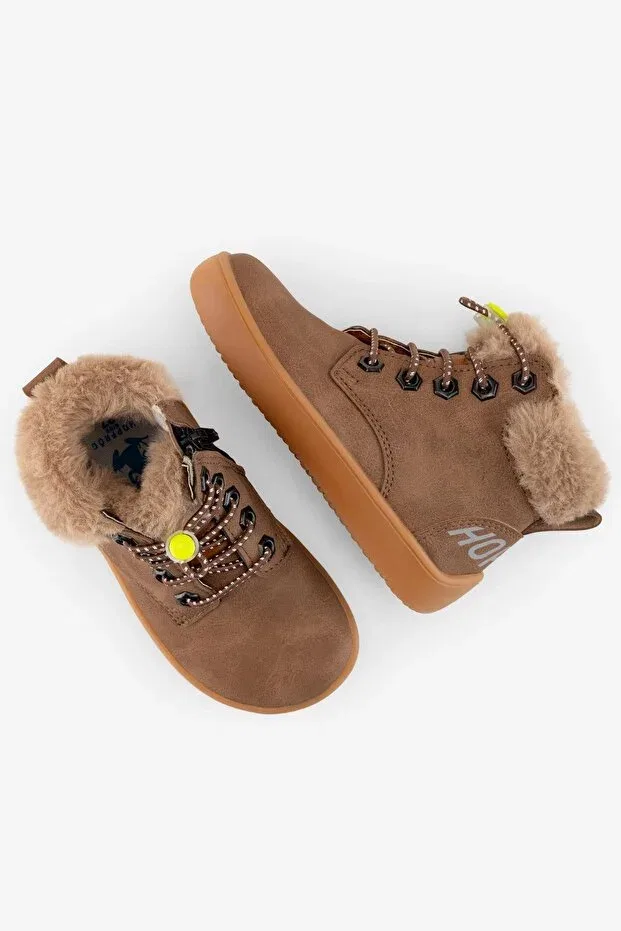 Детские ботинки для девочек с мехом Furry boots brown oak Hopfrög, Brown Oak — фото 4