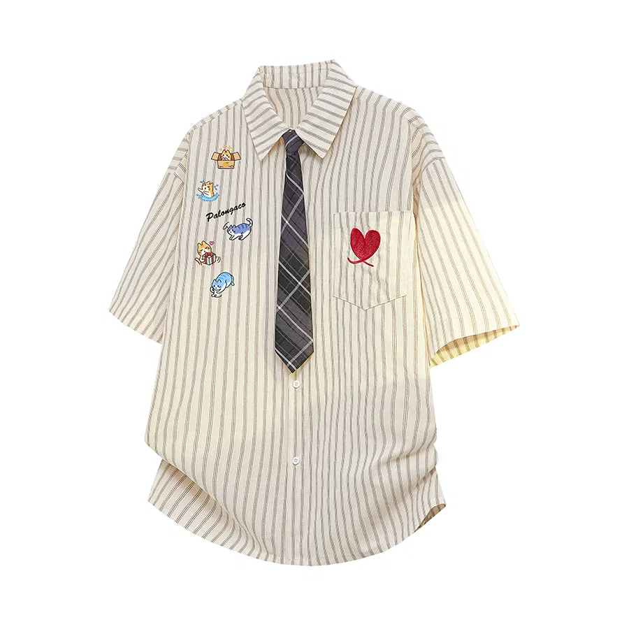 Детская рубашка с воротником прямого кроя Unisex Lapel Moderate Straight Fit, PAL ONGACO, Light Yellow
