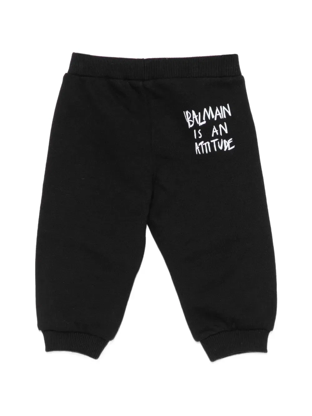 Хлопковые спортивные штаны с надписью Balmain Kids, черный — фото 2