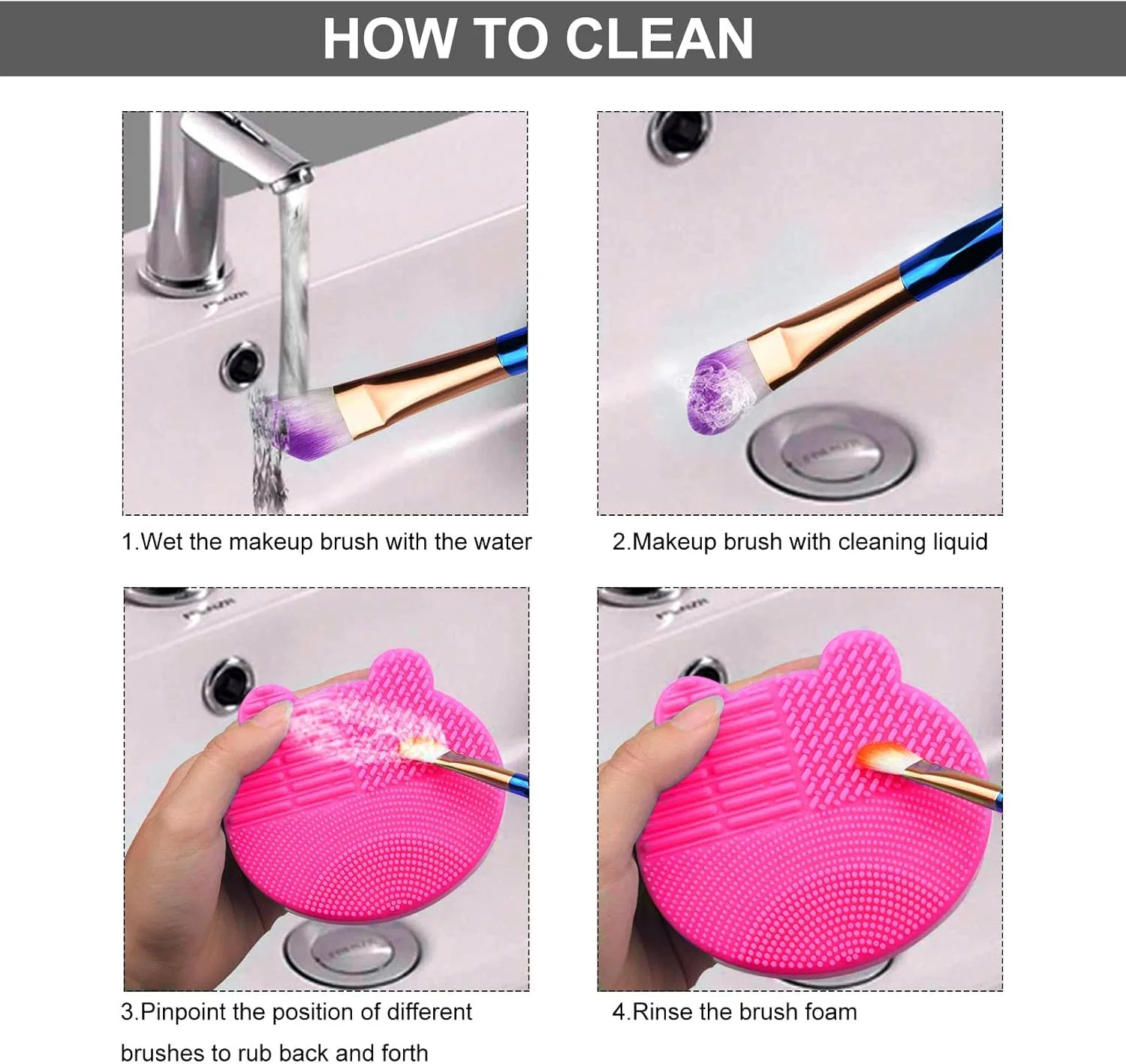 Аксессуар для чистки кистей Silicone Brush Cleaning Mat with Drying Stand — фото 4