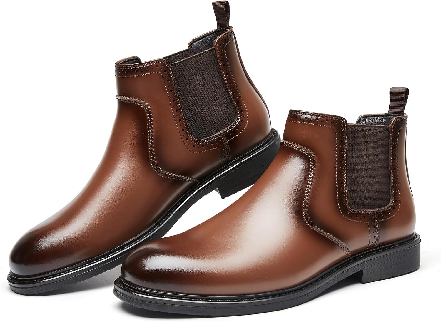 

Мужские ботинки Челси из натуральной кожи с классическим носком, без шнуровки, высокие, формальные оксфорды, повседневные, для бизнеса, офиса и свадьбы Oxneuhg, коричневый