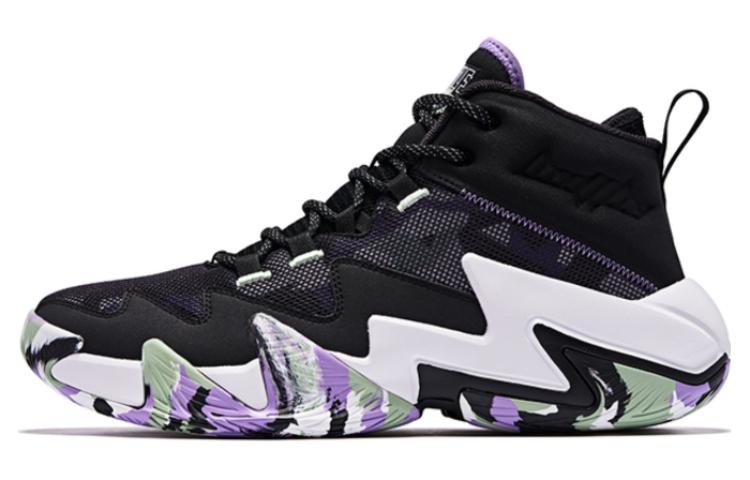 

QIAODAN Broken Shadow 2.0 противоскользящие износостойкие баскетбольные кроссовки мужские черные фиолетовые белые