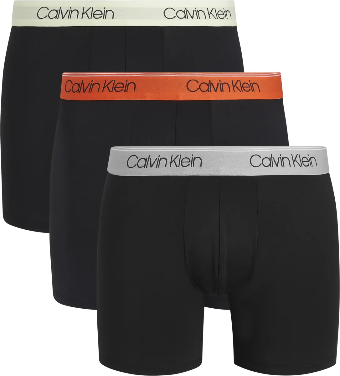 

Боксеры Calvin Klein Underwear "BOXER BRIEF 3PK" (3 шт. в упаковке), с удлиненными штанинами и эластичным поясом с логотипом, цвет B-_Euclypsts,_Lime_Cream,_Flame_Wbs