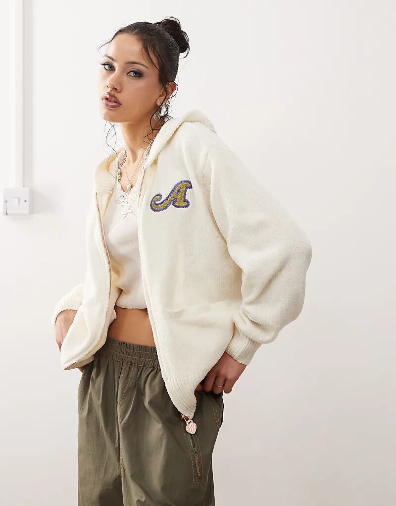 

Толстовка с капюшоном на молнии с логотипом Aape By A Bathing Ape цвета слоновой кости