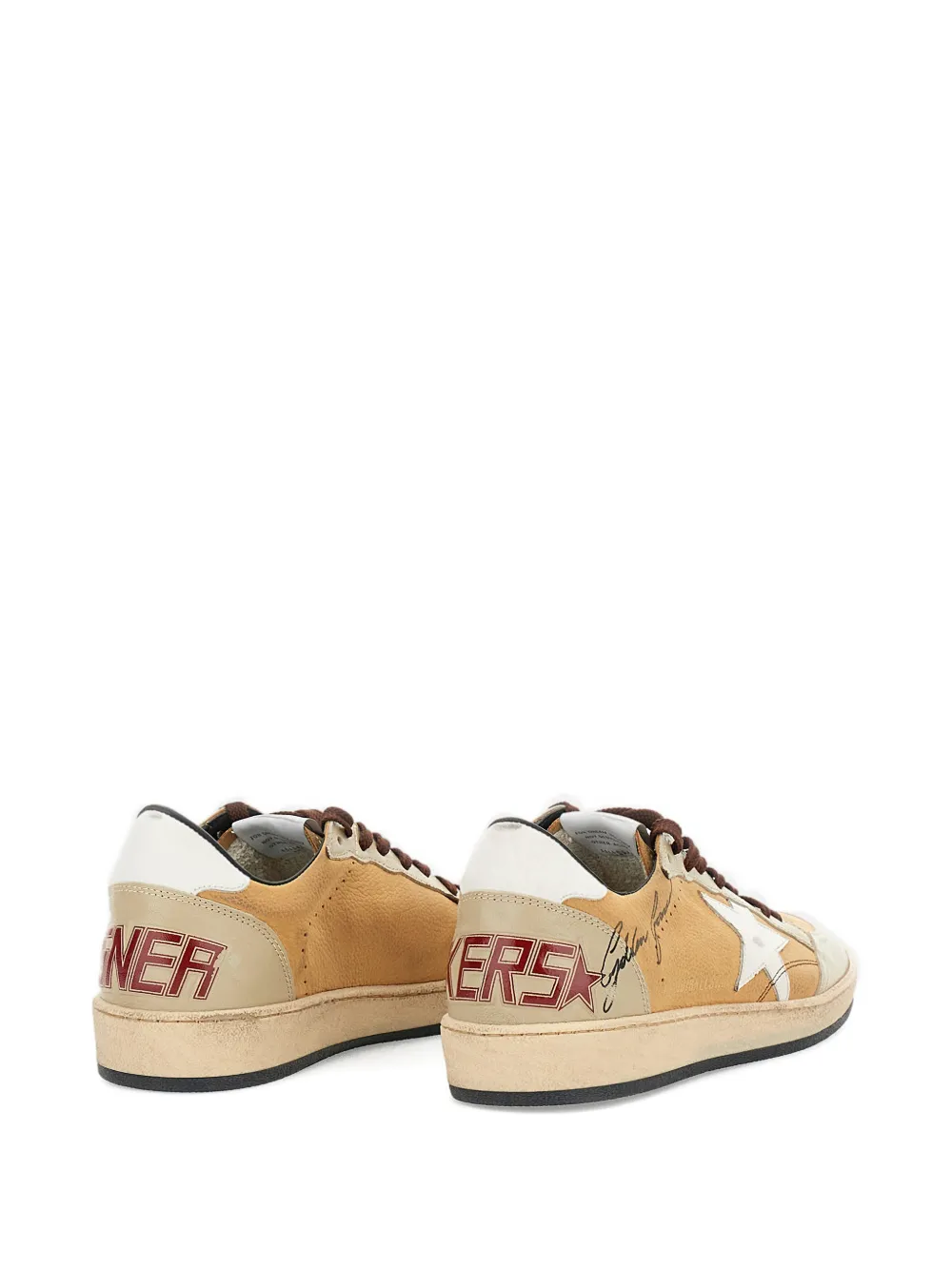 Кожаные кроссовки Ball Star на шнуровке Golden Goose, бежевый — фото 3