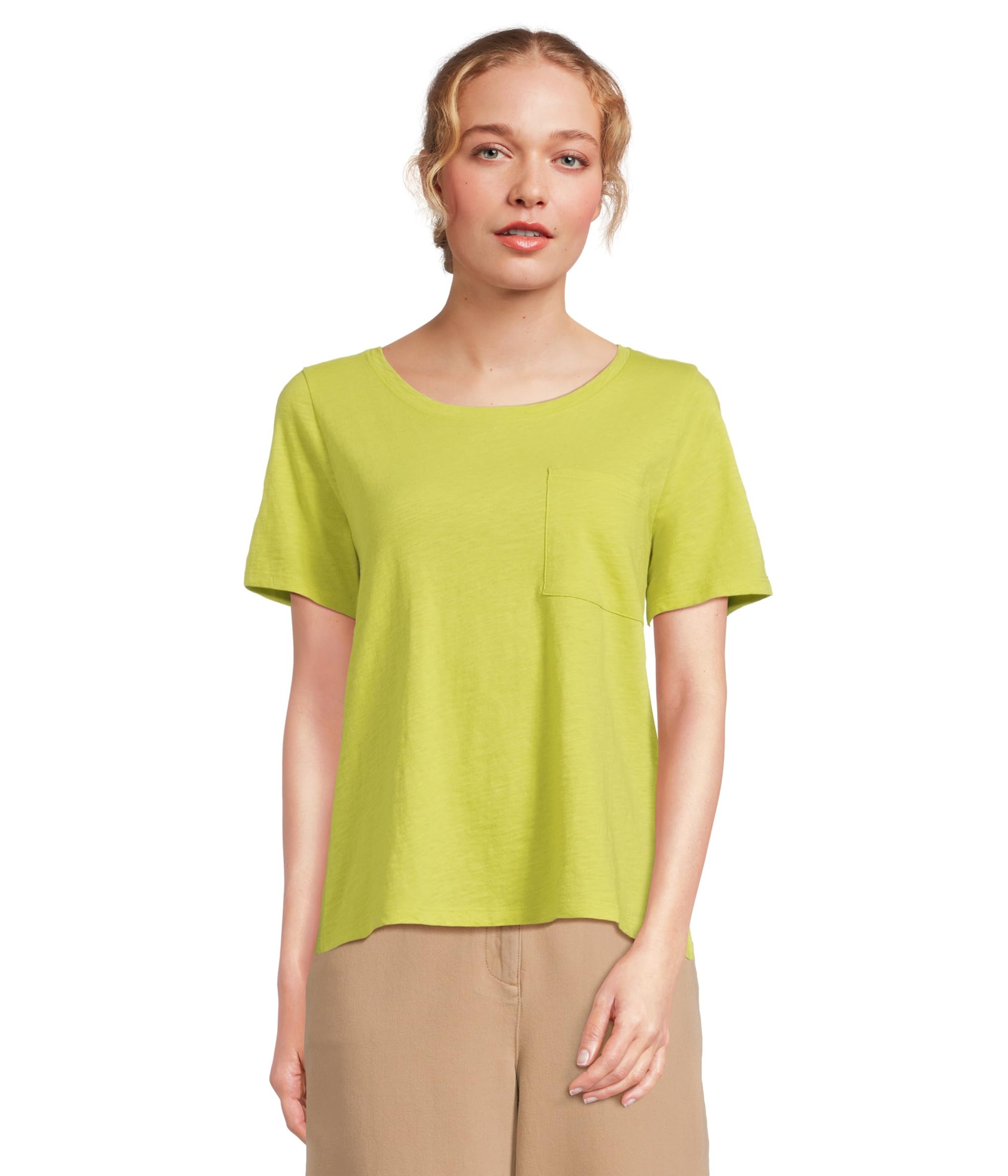 

Футболка Eileen Fisher Scoop Neck Tee, цвет Chartreuse