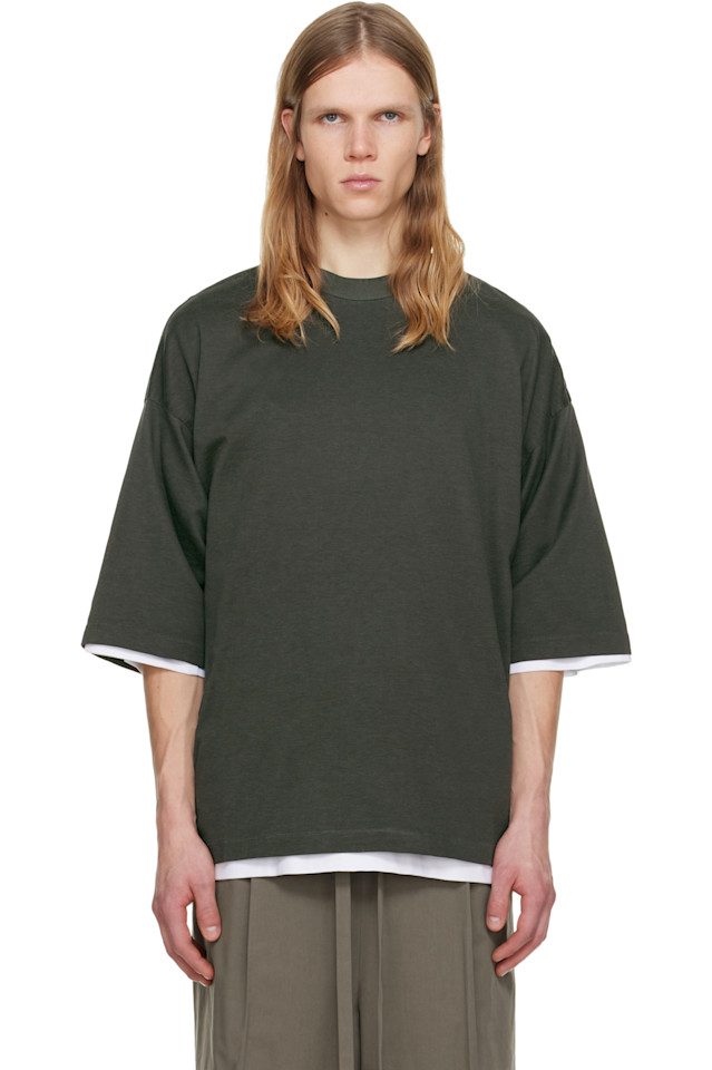 

Fear Of God Футболка свободного кроя цвета хаки с коротким рукавом