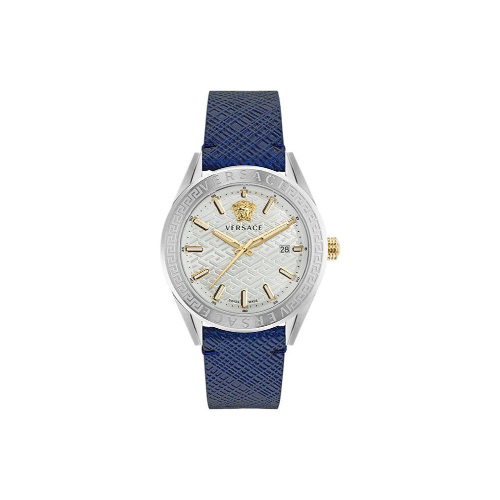 

VERSACE Часы Modern Password Wrist Watch Quartz Movement White Dial Unisex Limited Fortune Box+Silk Scarf+ Perfume, Blue Dial