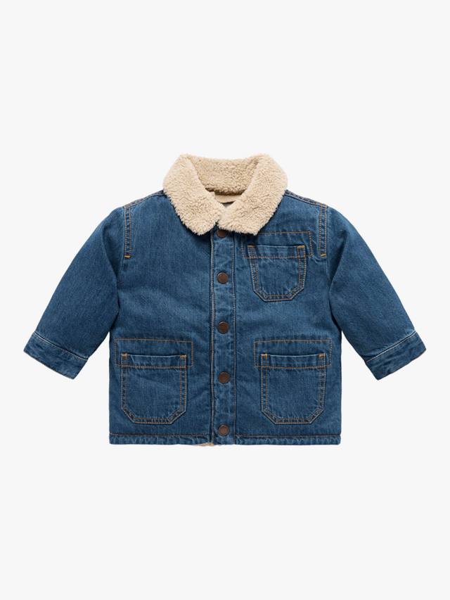 

Детская джинсовая куртка с отделкой шерпа Purebaby, Mid Denim