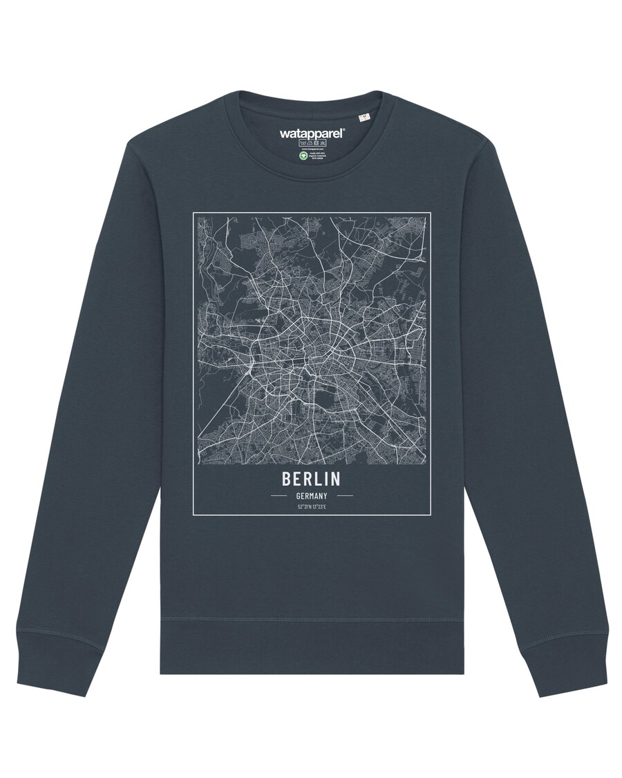 

Свитер Watapparel Sweatshirt City maps Berlin Landkarte, антрацит
