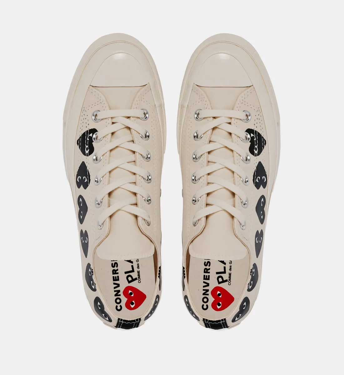 Низкие кеды Comme des Garçons PLAY X Converse из хлопка, бежевый — фото 4