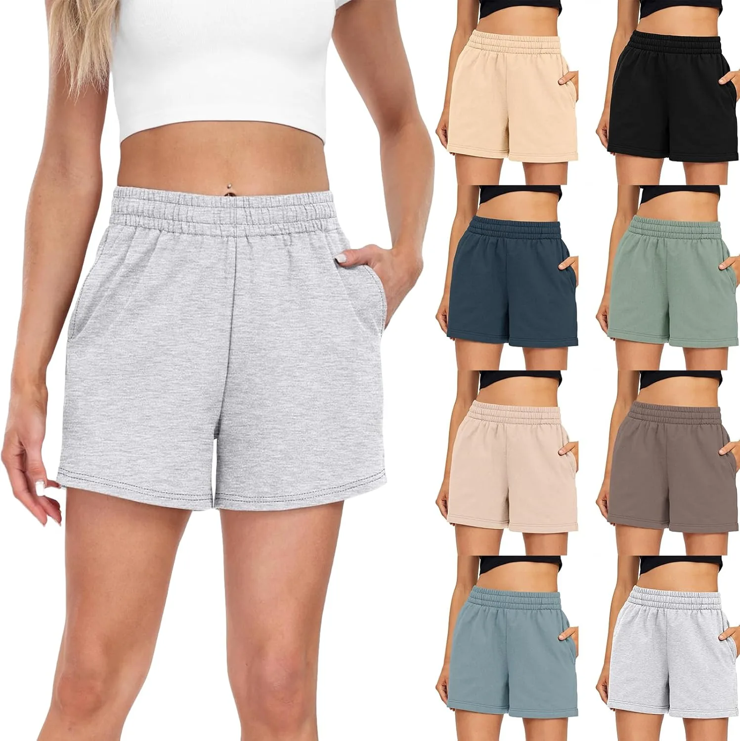 

Midelxp женские шорты для спорта летние комфортные с эластичным поясом и карманами