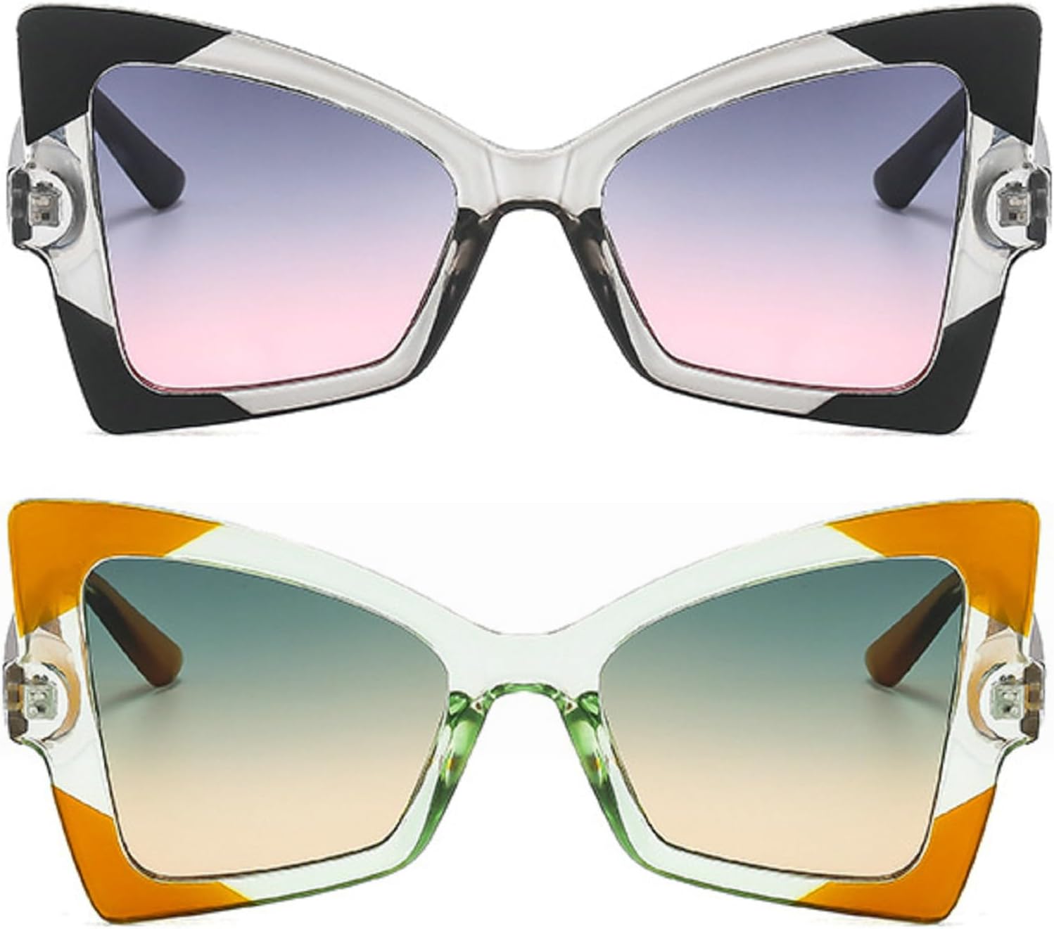 

Ретро-солнцезащитные очки «кошачий глаз», винтажные солнцезащитные очки в форме бабочки, яркие женские солнцезащитные очки, модные солнцезащитные очки для вечеринки mincl, 2pcs-gray&green