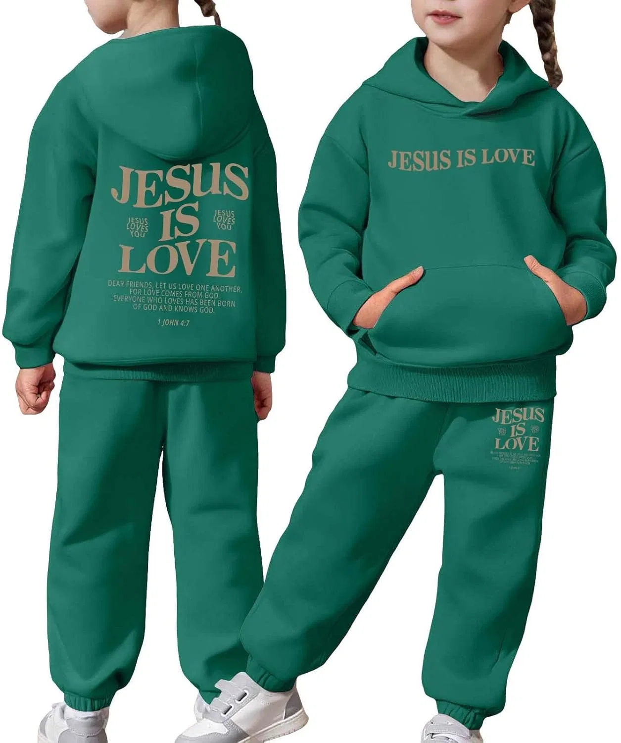 Детский спортивный костюм с принтом Trust in The Lord Jesus Christian, Z01 Dark Green