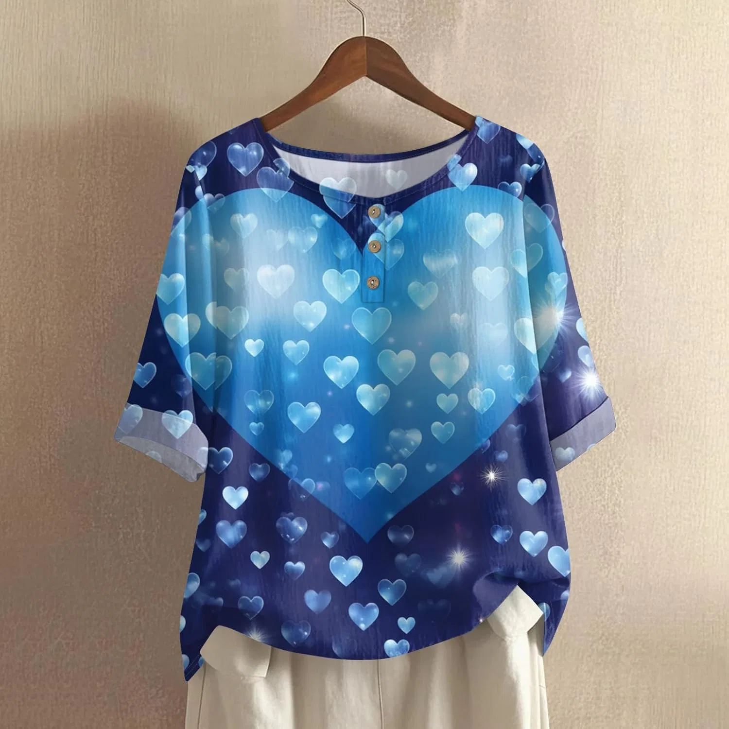 Женская футболка с принтом, Cotton Linen, 4-sky Blue — фото 3