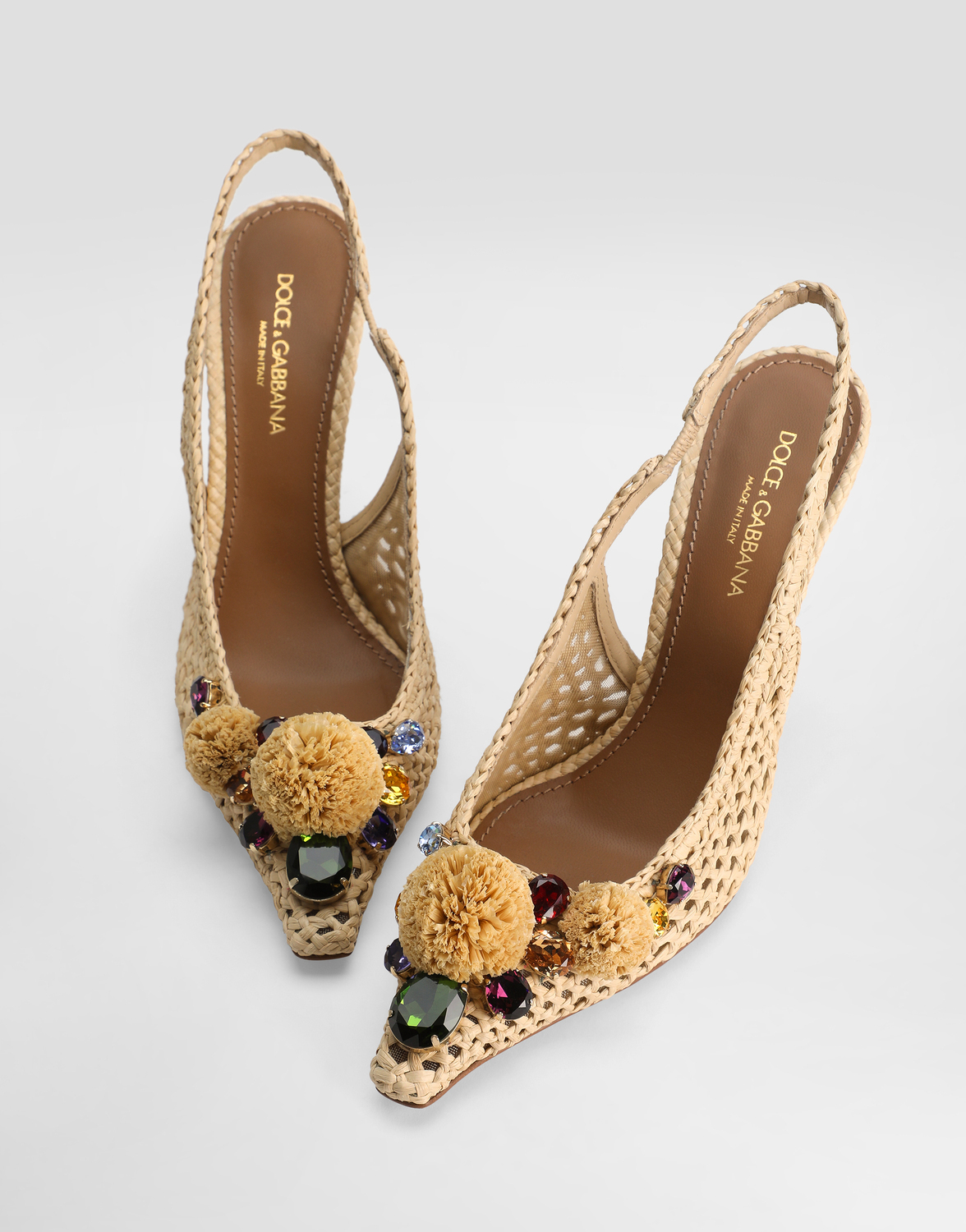 Слингбэк из рафии, связанный крючком, с камнями Dolce & Gabbana, мультиколор — фото 4