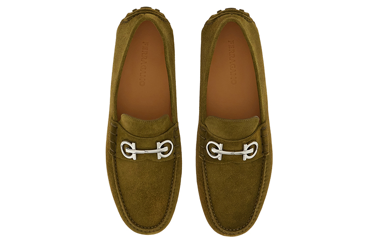 Ferragamo Gancini gommino мокасины мужские темно-зеленые — фото 4